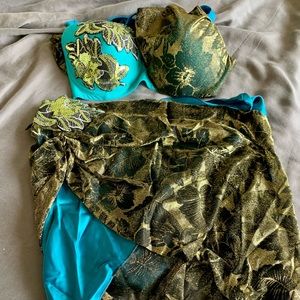 Teal & Gold Belly Dance Costume